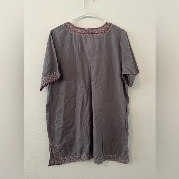 Ulla Popken Grey Embroidered Boho Artsy Tunic Lightweight Cotton Sz 16/18 - Picture 2 of 8